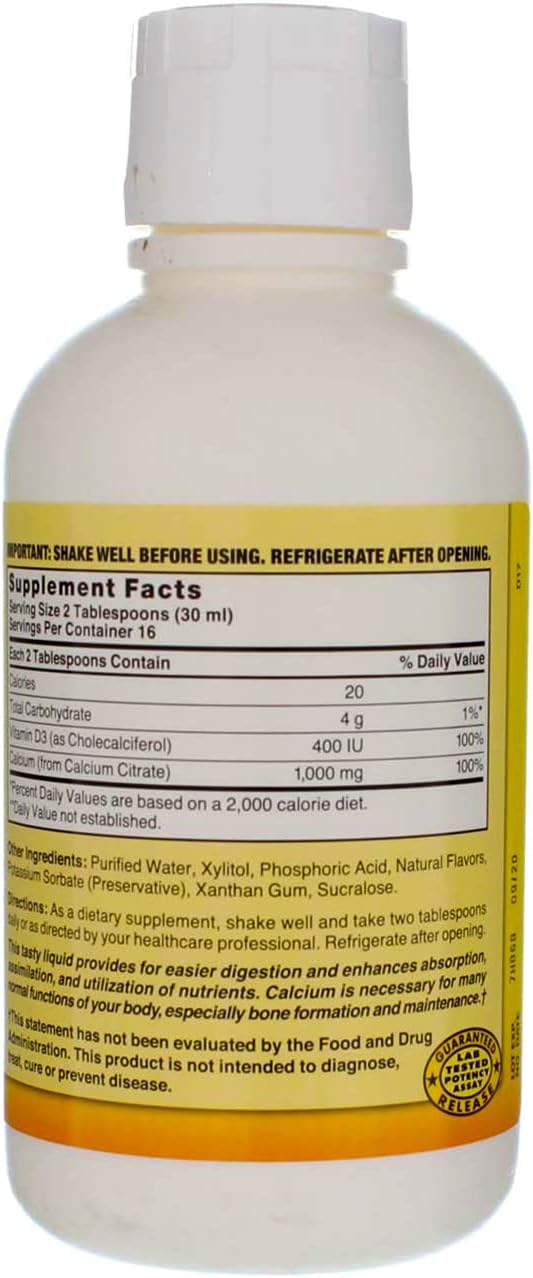 Pack of 5 Nature's Blend Calcium Citrate with D3 Blueberry Flavored Liquid - 16 oz Each