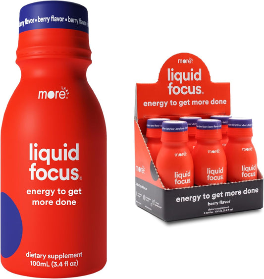 Pack of 6 More Labs Liquid Focus Nootropic Smart Drinks with Antioxidants & Adaptogenic Herbs for Energy & Concentration
