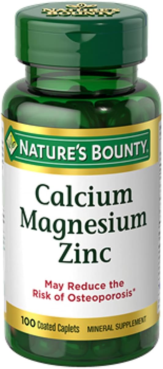 Pack of 6 Nature's Bounty Calcium Magnesium Zinc Supplements, 100 Count Each - BoostGo Australia
