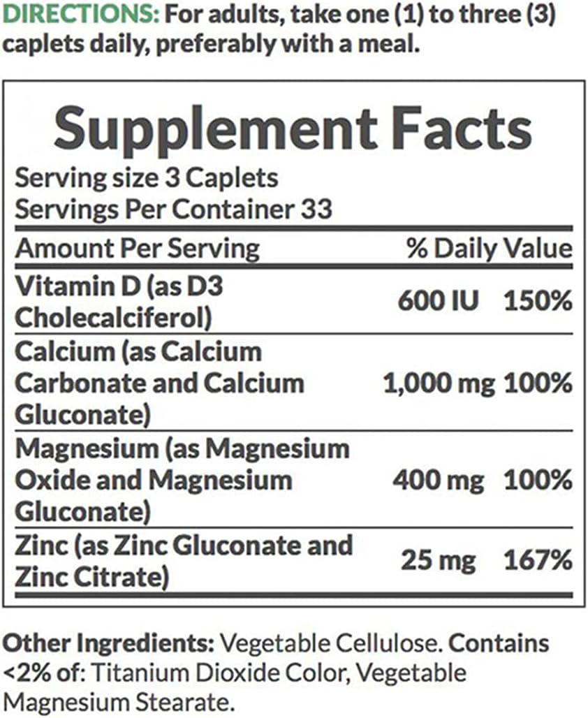 Pack of 6 Nature's Bounty Calcium Magnesium Zinc Supplements, 100 Count Each - BoostGo Australia