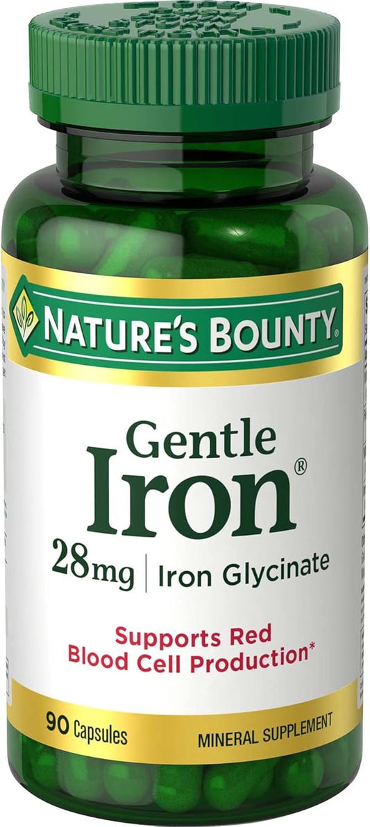 Pack of 6 Nature's Bounty Gentle Iron 28 mg Capsules - 90 Count