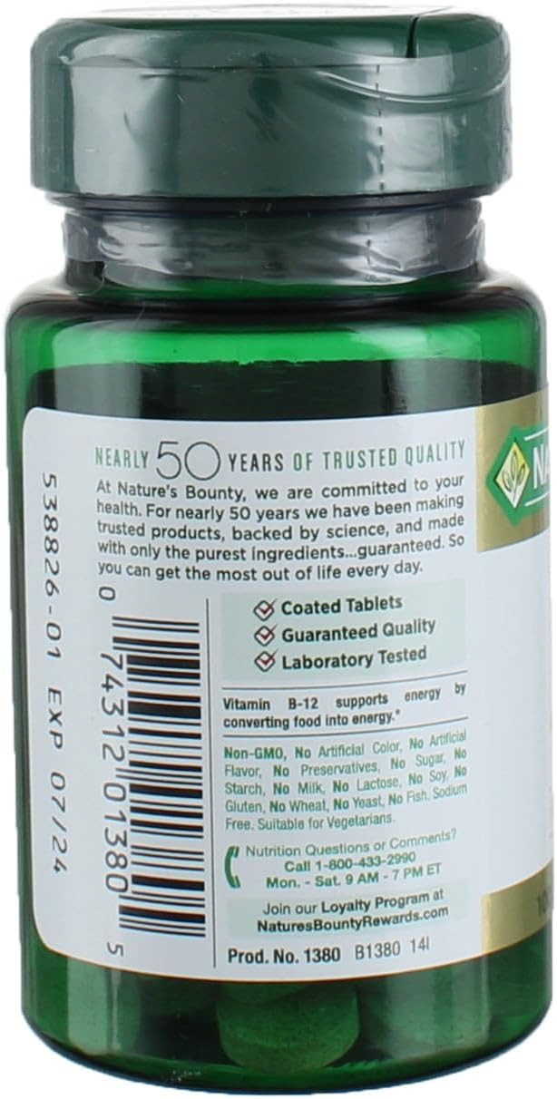 Pack of 9 Nature's Bounty Vitamin B-12 1000 mcg Tablets - 900 Tablets in Total