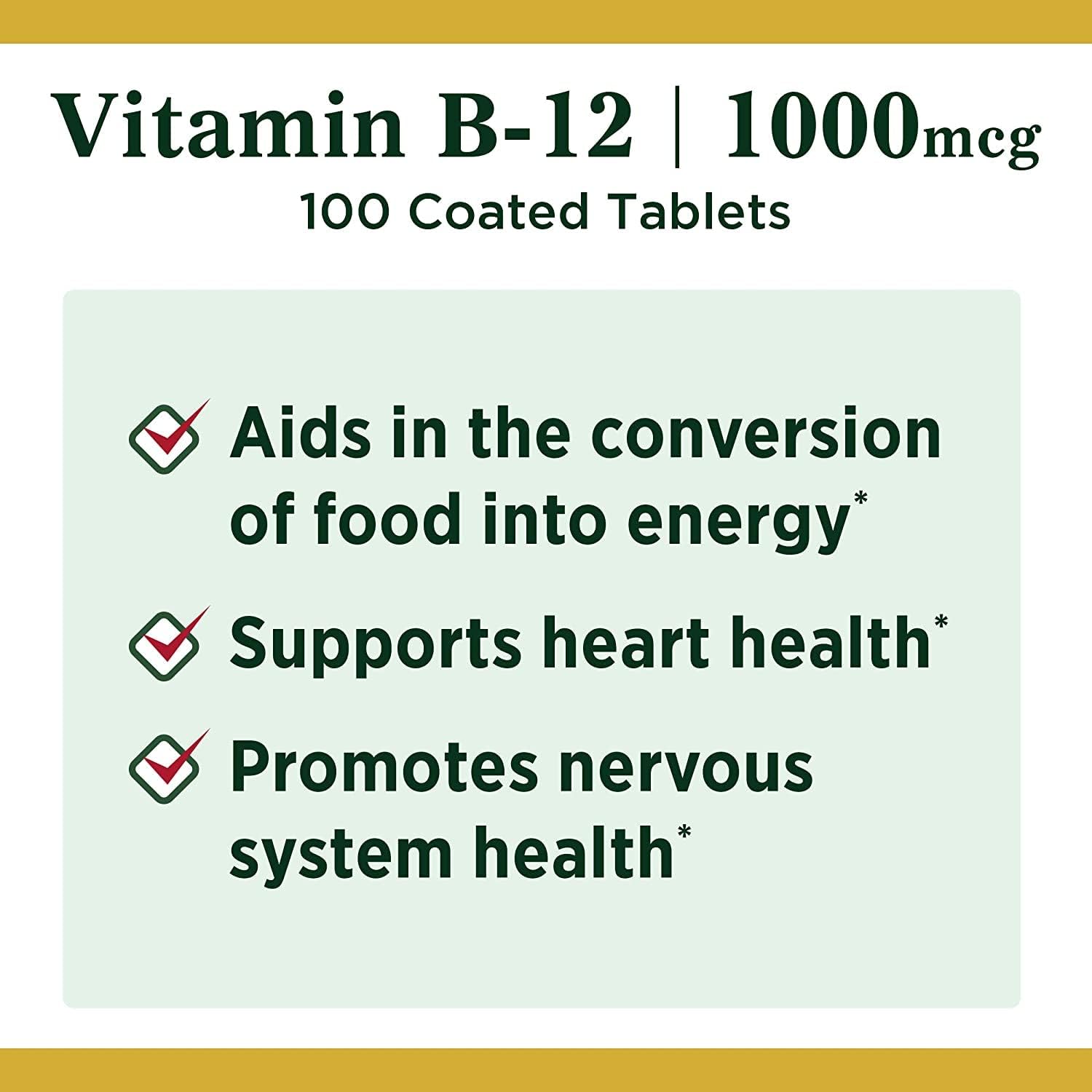 Pack of 9 Nature's Bounty Vitamin B-12 1000 mcg Tablets - 900 Tablets in Total