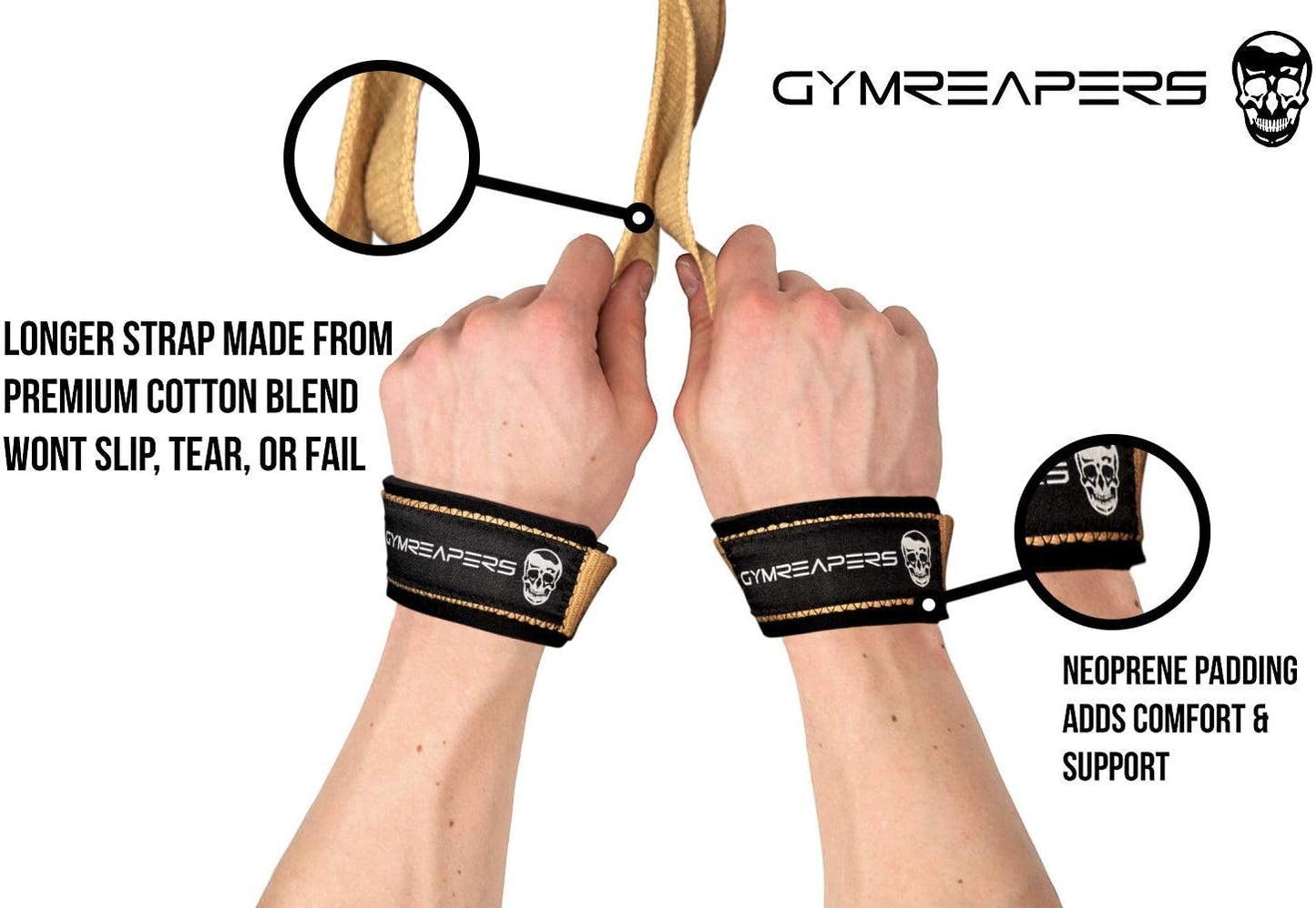Padded Neoprene Lifting Wrist Straps - 18 inch Cotton for Weightlifting, Powerlifting, Bodybuilding & Deadlifts