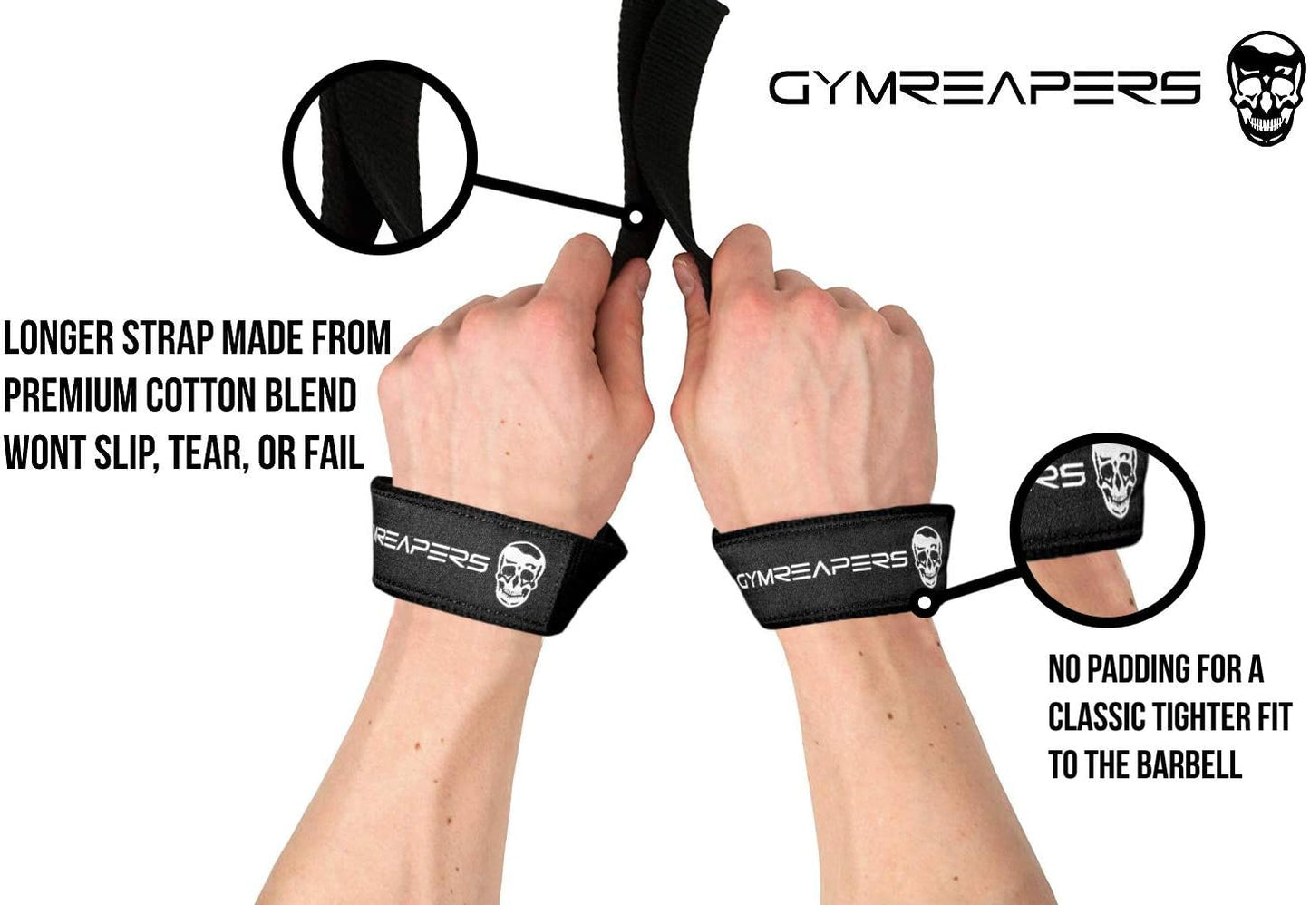 Padded Neoprene Lifting Wrist Straps for Weightlifting, Bodybuilding, Powerlifting - Gymreapers