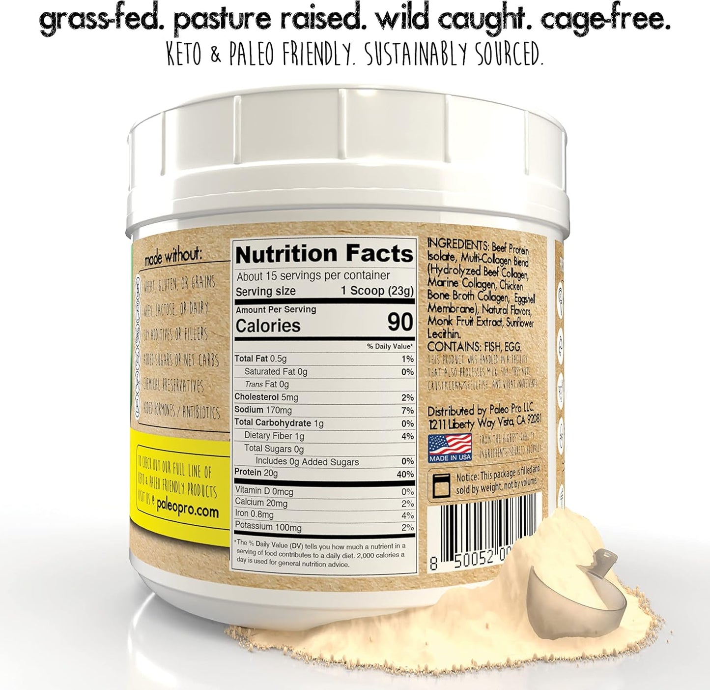 PaleoPro® Protein+ Multi-Collagen in Aztec Vanilla Flavor for Paleo Diet