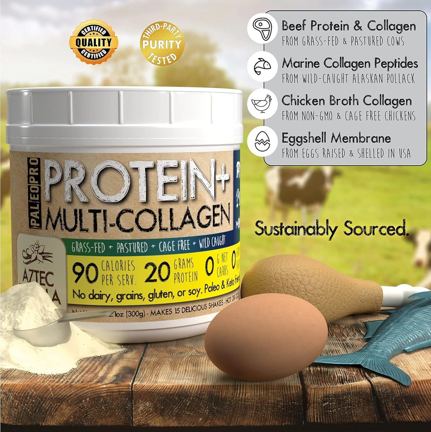 PaleoPro® Protein+ Multi-Collagen in Aztec Vanilla Flavor for Paleo Diet