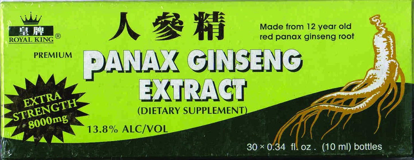 Panax Ginseng Extract for Energy Boost 8000mg - 30 Vials, 0.02lb - Ginseng Supplement with Alcohol