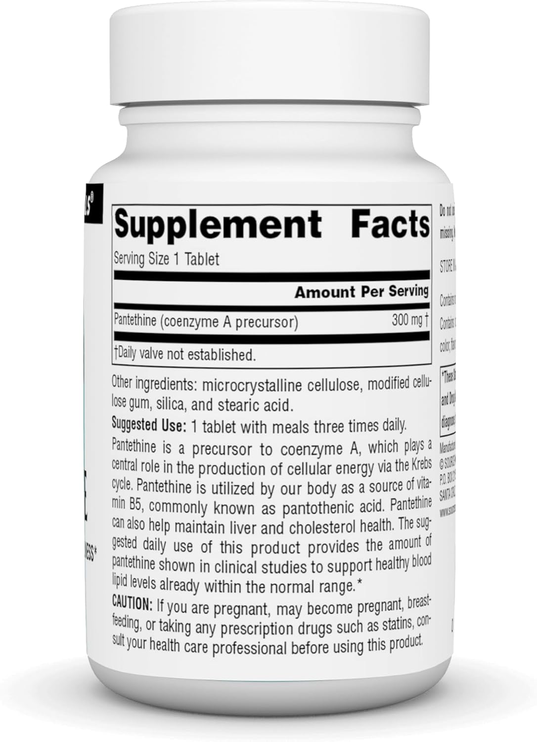 Pantethine 300mg Tablets for Cholesterol Wellness Support by Source Naturals