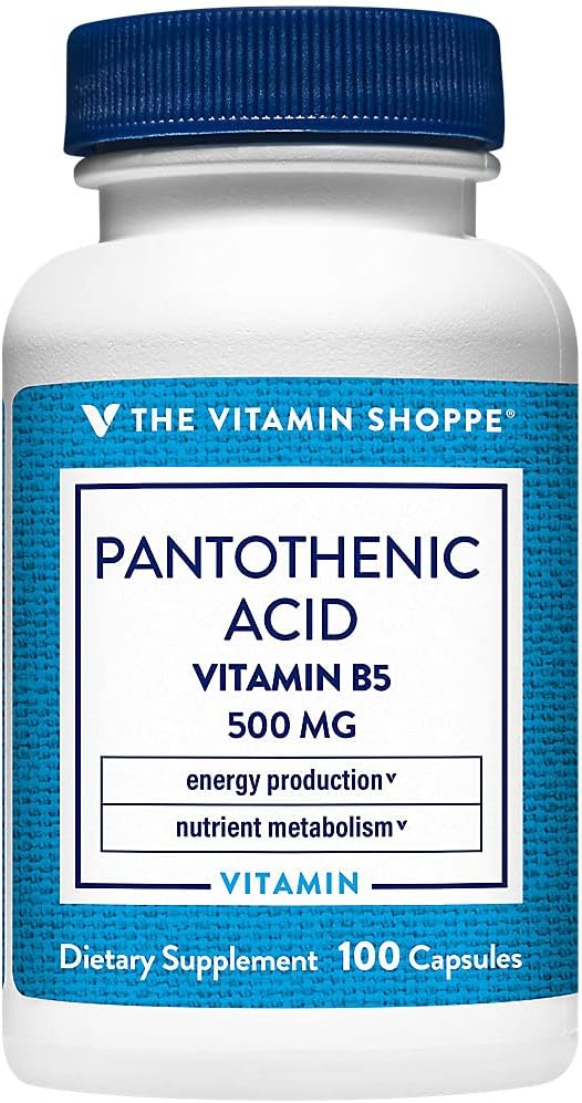 Pantothenic Acid 500MG with Vitamin B5 for Energy & Hair, Skin, Nails - 100 Capsules