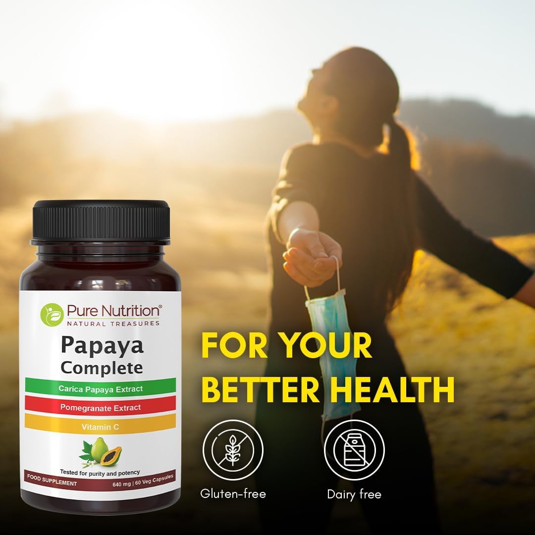 Papaya Complete Supplement - 120 Veg Capsules | Supports Platelet Immunity & Digestion | 500mg Papaya Extract per Capsule | 120 Day Supply
