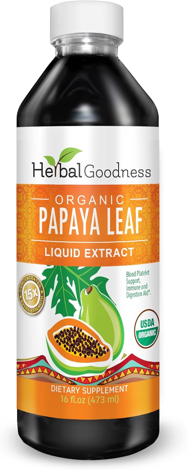 Papaya Leaf Extract Combo Pack - Digestive & Blood Support, 2 Units, 12oz & 16oz, Non GMO, Herbal Goodness