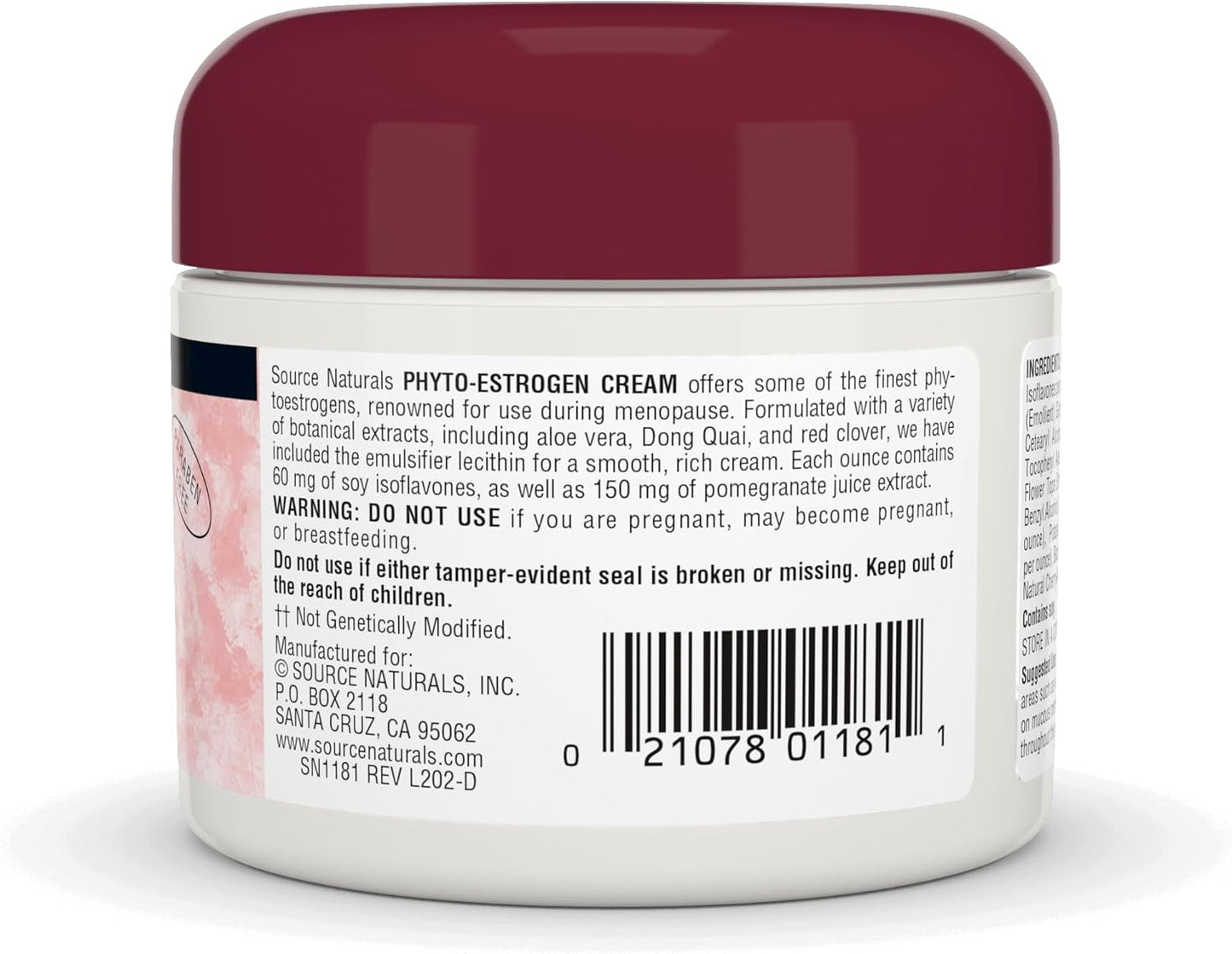 Paraben-Free Phyto-Estrogen Cream from Non-GMO Soy - 2 oz by Source Naturals