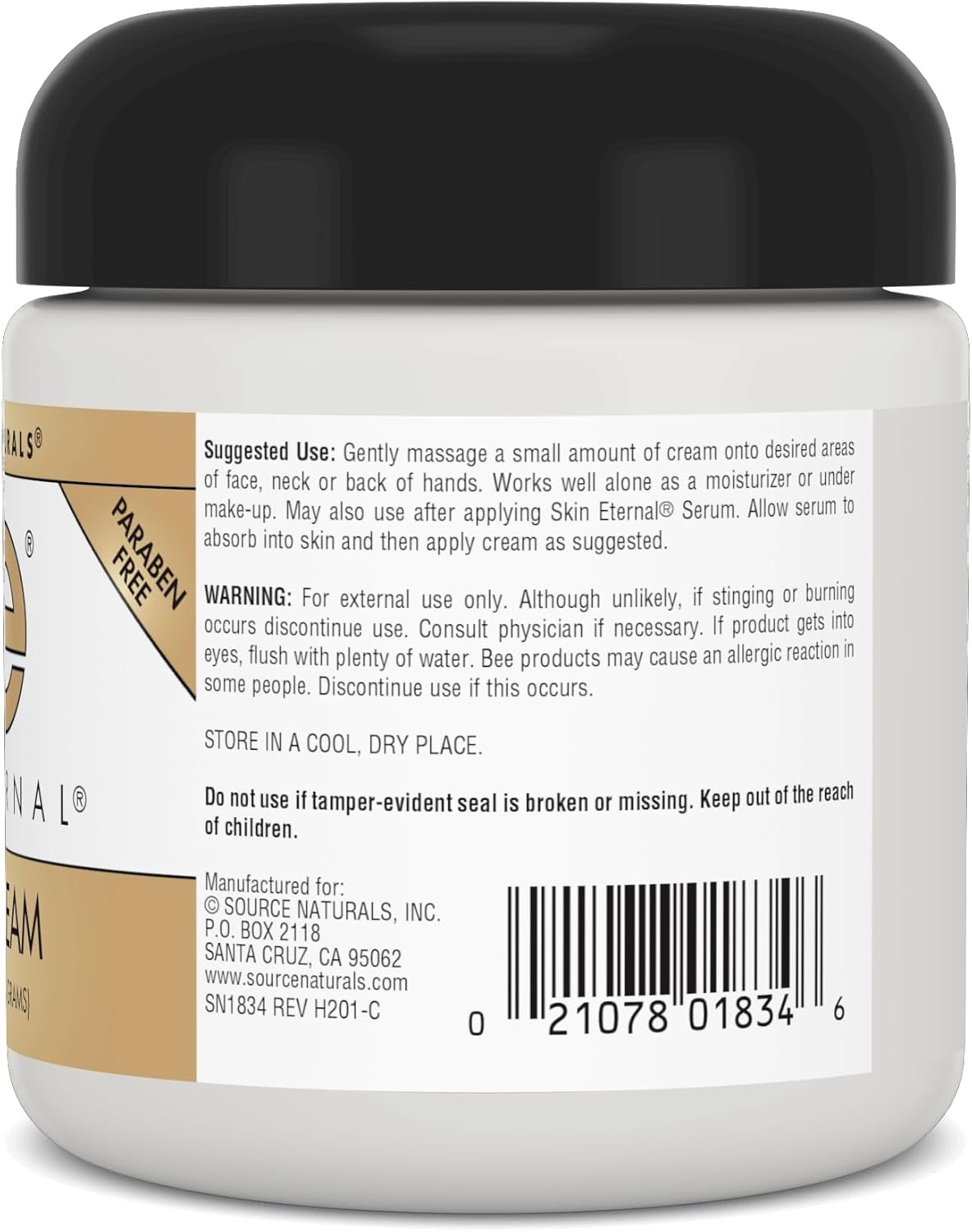 Paraben-Free Source Naturals Skin Eternal DMAE Cream - 4 oz Jar