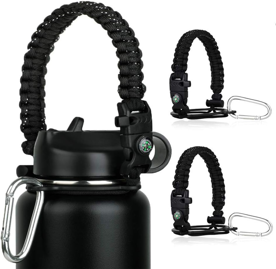 Paracord Handle for Wide Mouth Bottles 12oz-64oz - Durable Water Bottle Strap - Fits Various Sizes - Ideal Bottle Handle