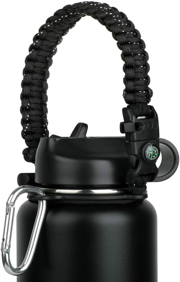 Paracord Handle for Wide Mouth Bottles 12oz-64oz - Durable Water Bottle Strap - Fits Various Sizes - Ideal Bottle Handle