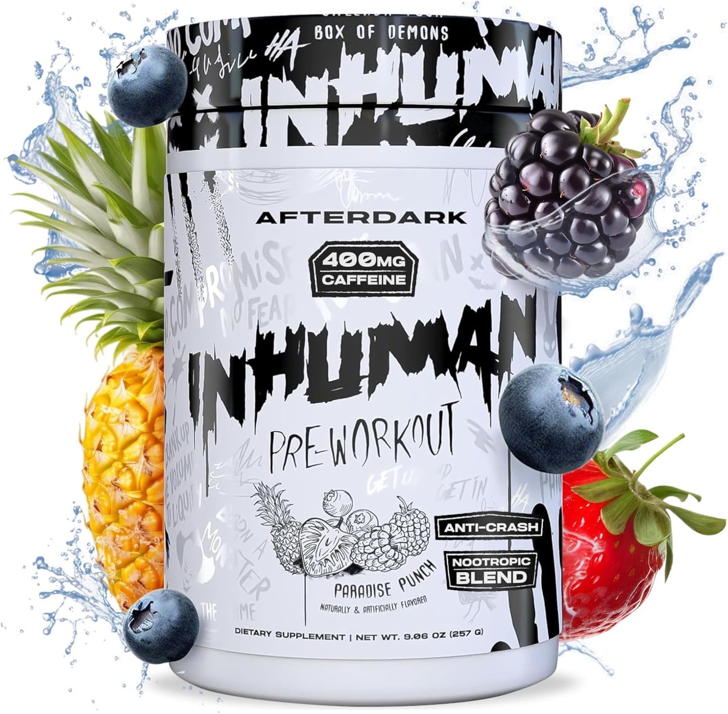 Paradise Punch AFTERDARK INHUMAN Pre-Workout Powder with Enhanced Mind-Muscle Connection and Sustained Energy