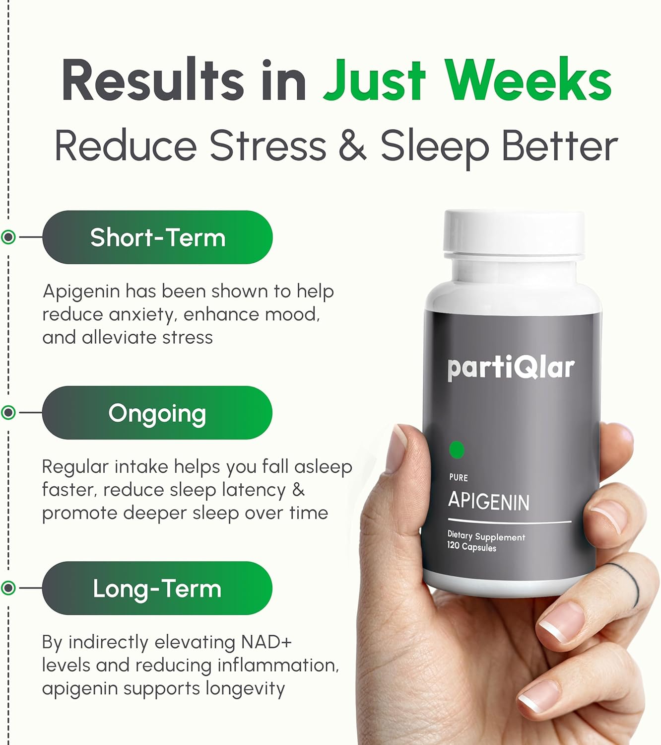 partiQlar Apigenin Capsules - 100mg per Serving, 60 Count - Pure & Stabilized Bioflavonoids for Sleep & Relaxation - Non-GMO Sleep Aid