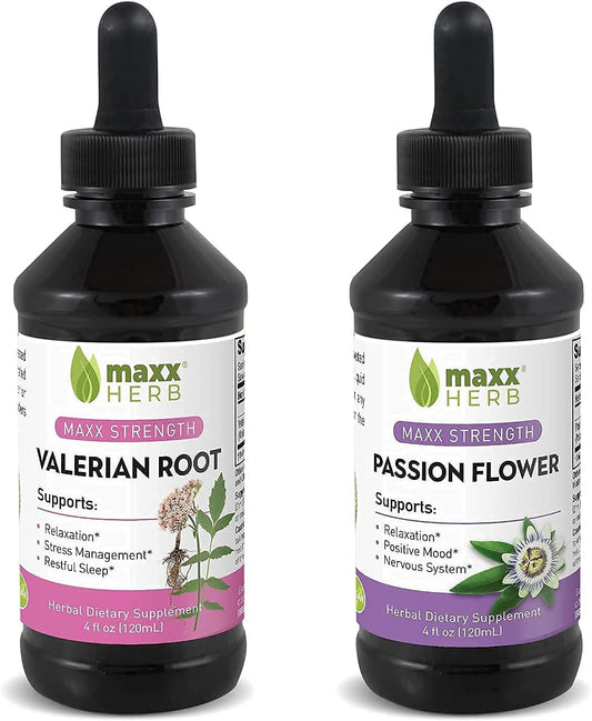 Passion Flower and Valerian Root Extract Blend for Relaxation and Stress Relief - Alcohol-Free 4 Oz Bottle (60 Servings)