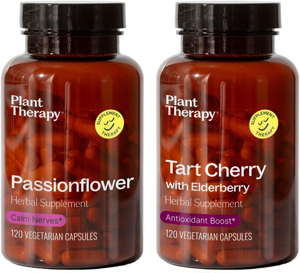 Passionflower, Tart Cherry, and Elderberry Herbal Supplement Capsules by Plant Therapy