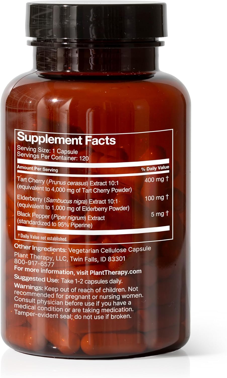 Passionflower, Tart Cherry, and Elderberry Herbal Supplement Capsules by Plant Therapy