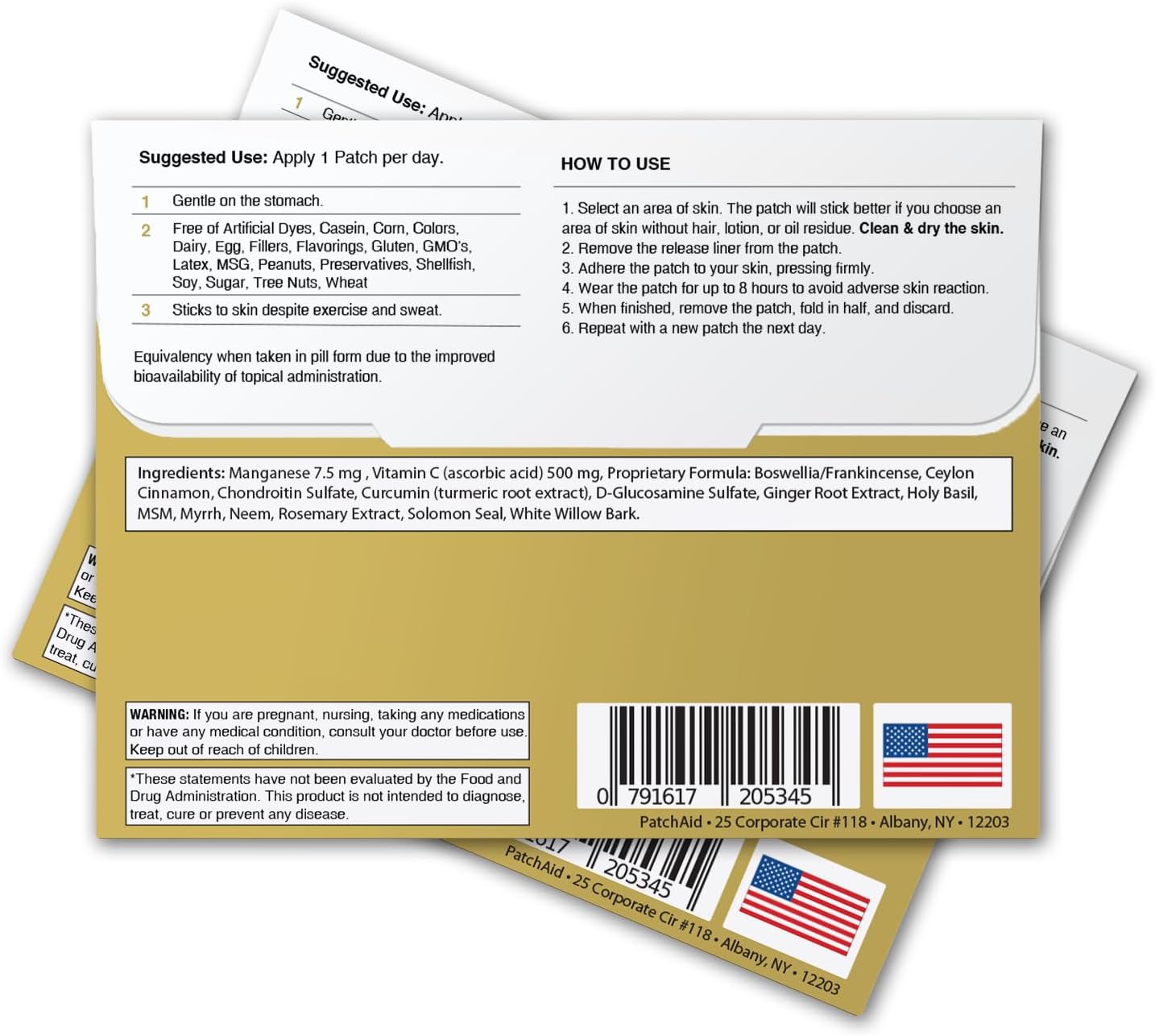 PatchAid Glucosamine and Chondroitin Topical Patch - 30 Day Supply for Joint Support