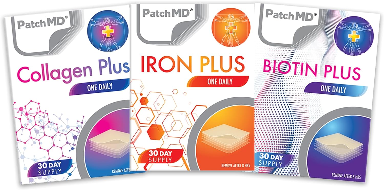 PatchMD Iron, Collagen, and Biotin Topical Patch Bundle - 30 Day Supply