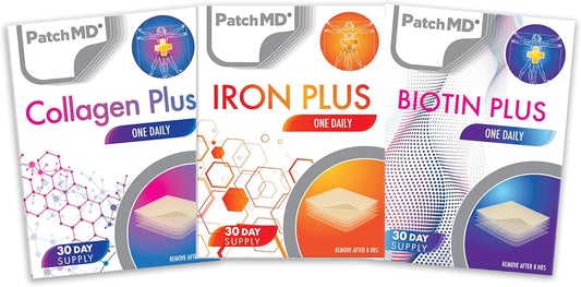 PatchMD Iron, Collagen, and Biotin Topical Patch Bundle - 30 Day Supply