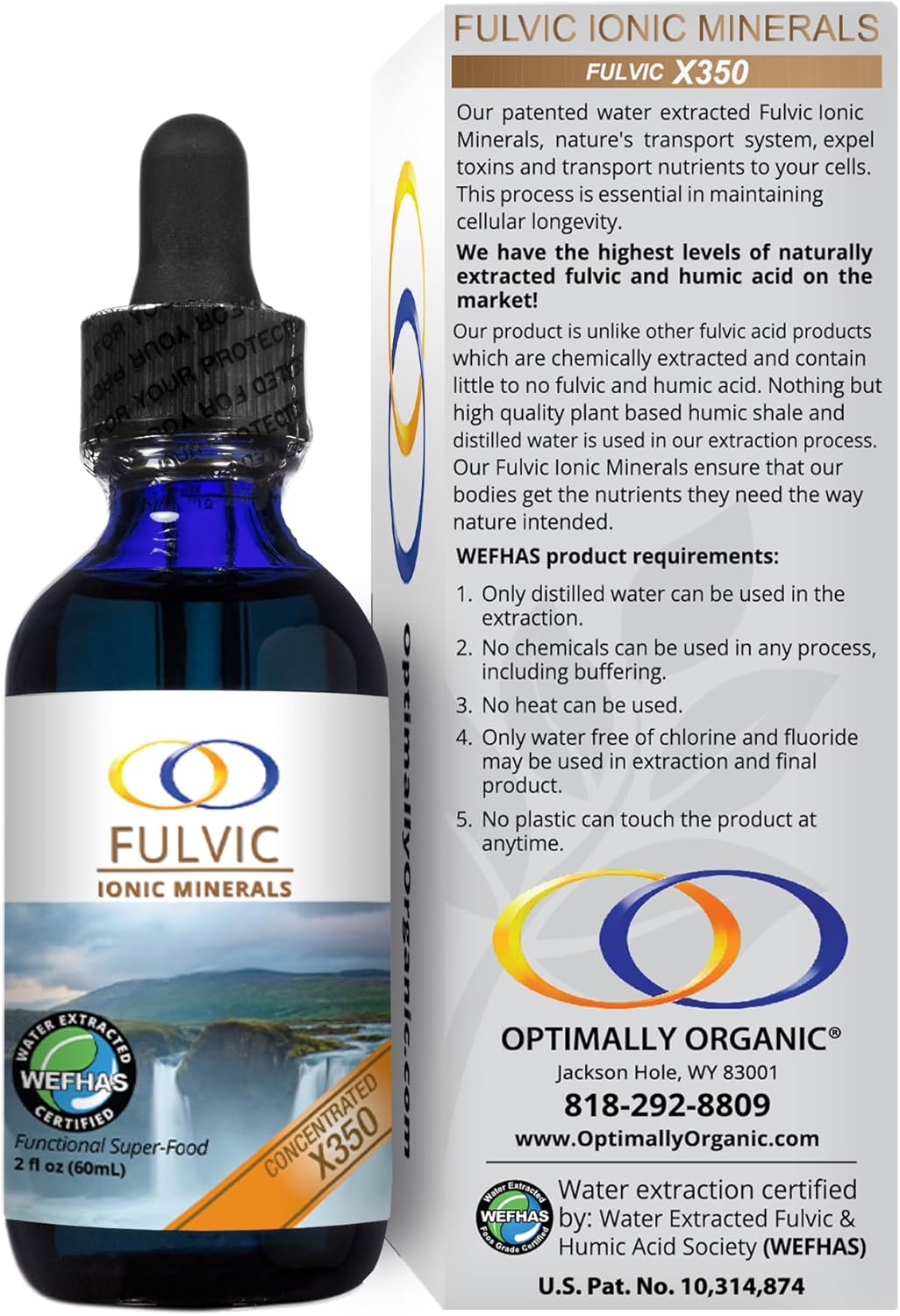 Patented BioActive Fulvic Ionic Minerals X350 - Water Extracted with Humic Acid, Trace Minerals, Electrolytes & Amino Acids - 8+ Month Supply