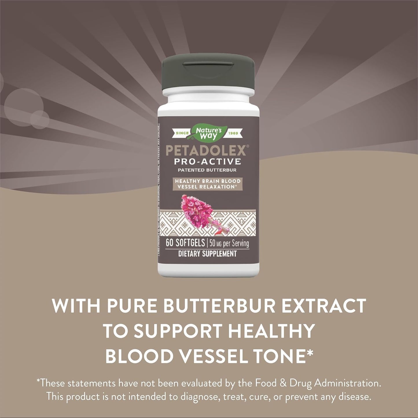 Patented Butterbur Softgels for Brain Relaxation and Blood Vessel Health - 60 Count