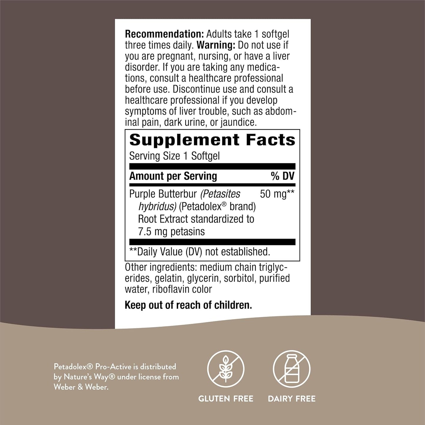 Patented Butterbur Softgels for Brain Relaxation and Blood Vessel Health - 60 Count