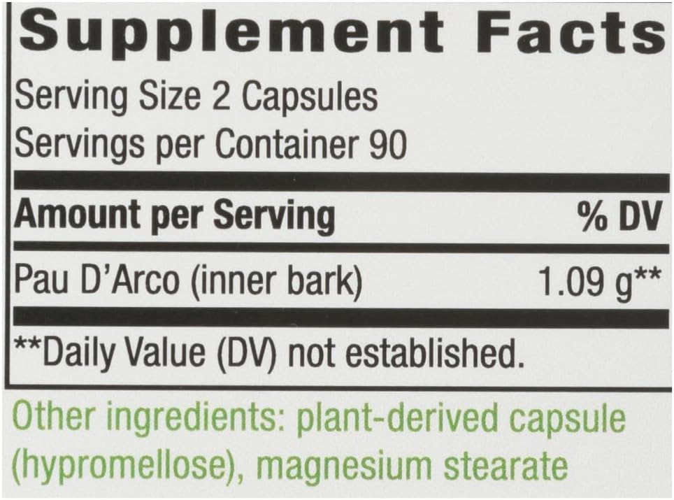 Pau D'Arco Inner Bark Capsules - 545 mg, 180 Count by Nature's Way