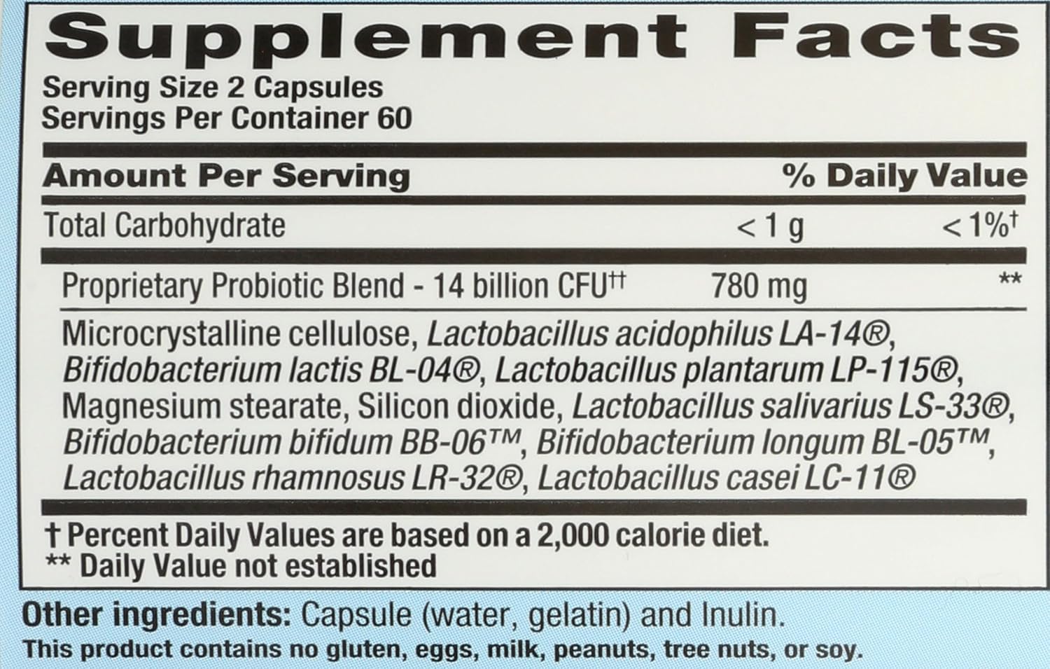 PB8 Acidophilus Probiotic Capsules - 120 Count, Gluten Free - Single Pack