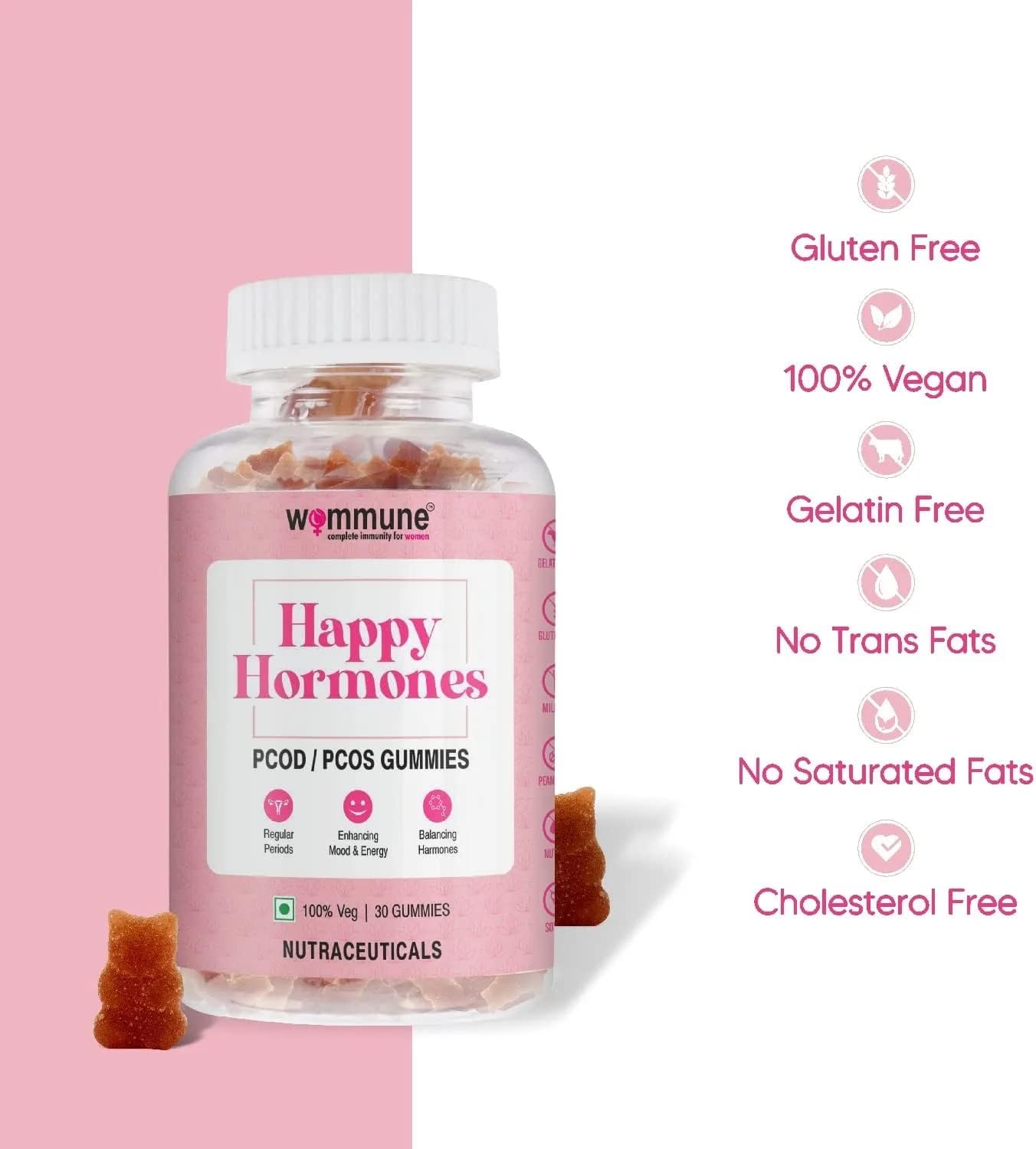 PCOD Balance Gummies with Inositol for Regular Periods, Hormonal Imbalance, and Natural Pregnancy - Facial Hair & Acne Support - Delayed Period Relief - Revitalize & Rebalance -  Gummies for Women