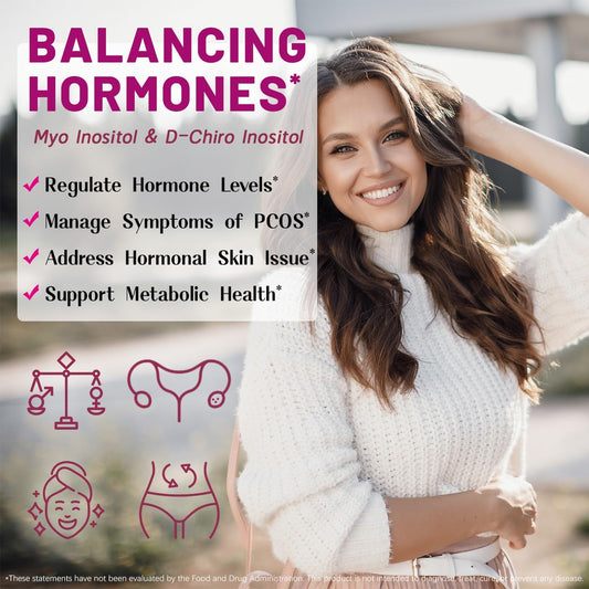 PCOS Inositol Supplement | 2050mg Myo-Inositol & D-Chiro Inositol | 40:1 Ratio | Vitamin B8 | Hormone Balance & Menstrual Support
