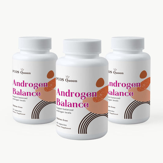 PCOS Queen Androgen Balance Supplement - Hormone Balancing for Women - Supports Hair Growth, Fertility - 3 Bottles
