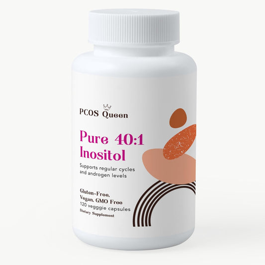PCOS Queen Pure Inositol Supplement 40:1 Ratio - Myo + D-Chiro for Women's Fertility, Skin, & Menstrual Health - 1 Bottle