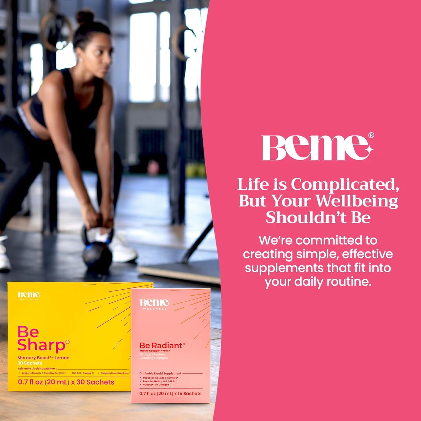 Peach Bundle: BeMe BeSharp & BeRadiant Liquid Omega-3 and Collagen Drink Supplements