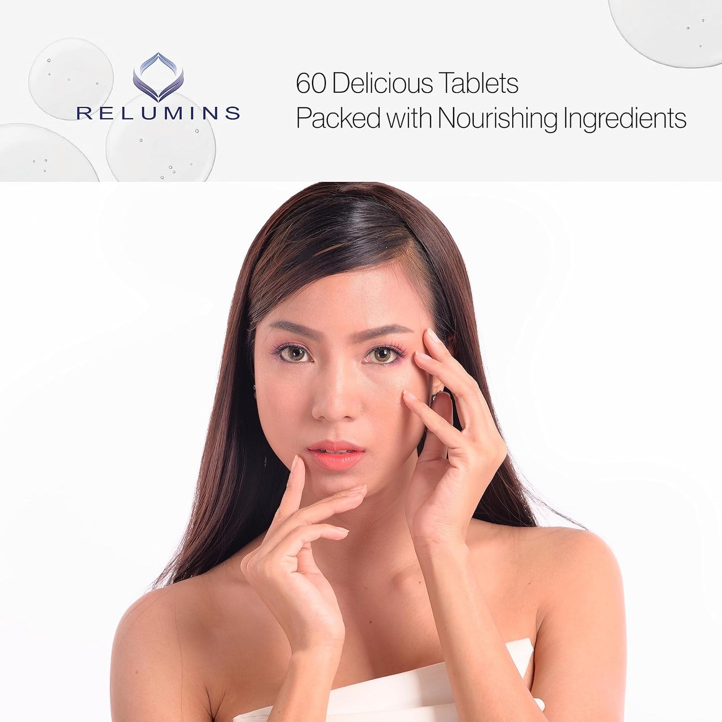 Peach-Flavored Collagen Chewable Tablets with Silk Peptide, Hyaluronic Acid, CoQ10, Vitamin C & E - 60 Count Bottle for Women & Men