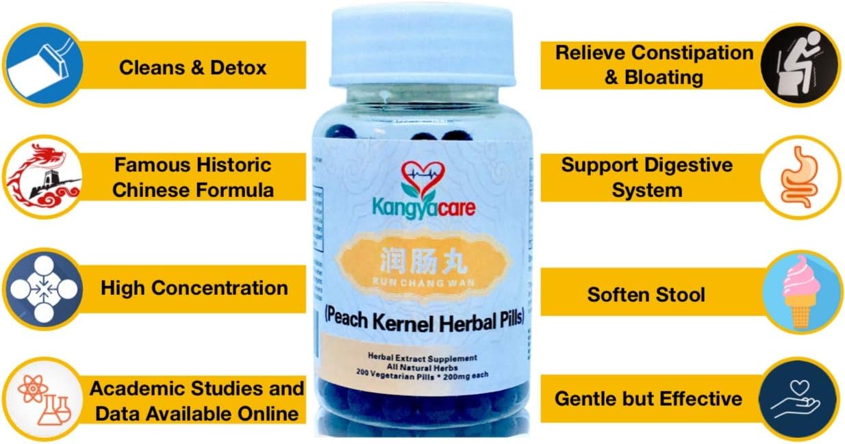 Peach Kernel Herbal Pills for Constipation Relief - Moisturize & Lubricate Bowels - Aid in Digestive Health - All Natural - 200 Ct