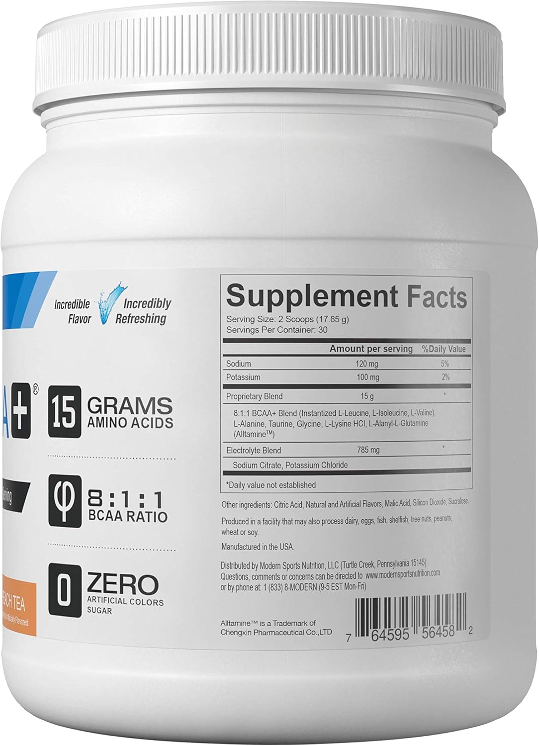 Peach Tea BCAA Powder Drink Mix - 30 Servings for Muscle Recovery & Essential Amino Acids