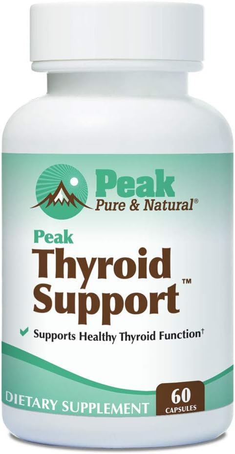 Peak Pure & Natural Thyroid Support Supplement - Metabolism Booster for Weight Maintenance - Iodine Capsules for Underactive Thyroid - 60 Count