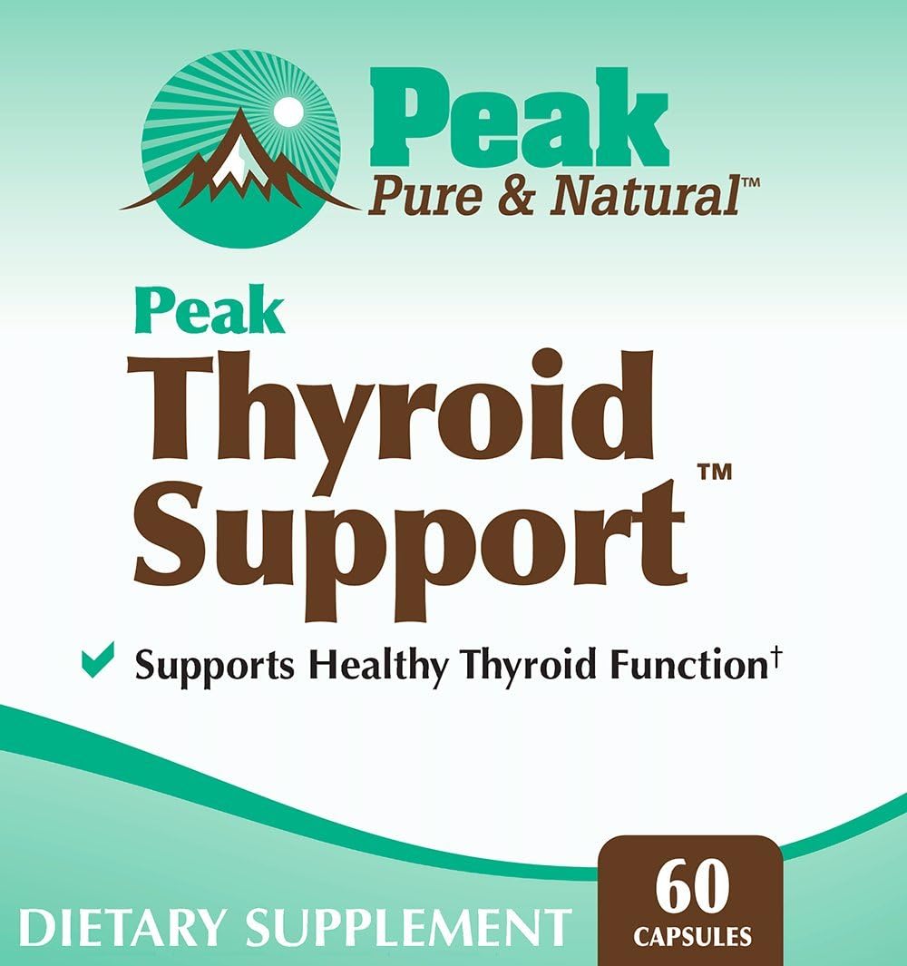 Peak Pure & Natural Thyroid Support Supplement - Metabolism Booster for Weight Maintenance - Iodine Capsules for Underactive Thyroid - 60 Count