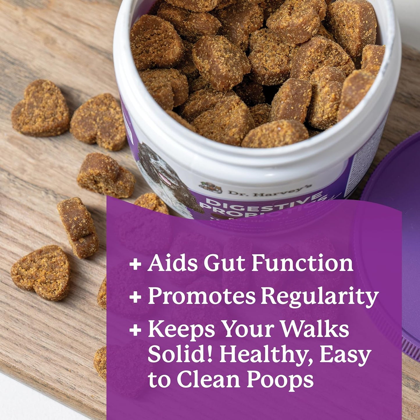 Peanut Butter Flavored Dog Probiotic Soft Chews with 7 Probiotics for Digestive Health and Bowel Support - 90 Chews