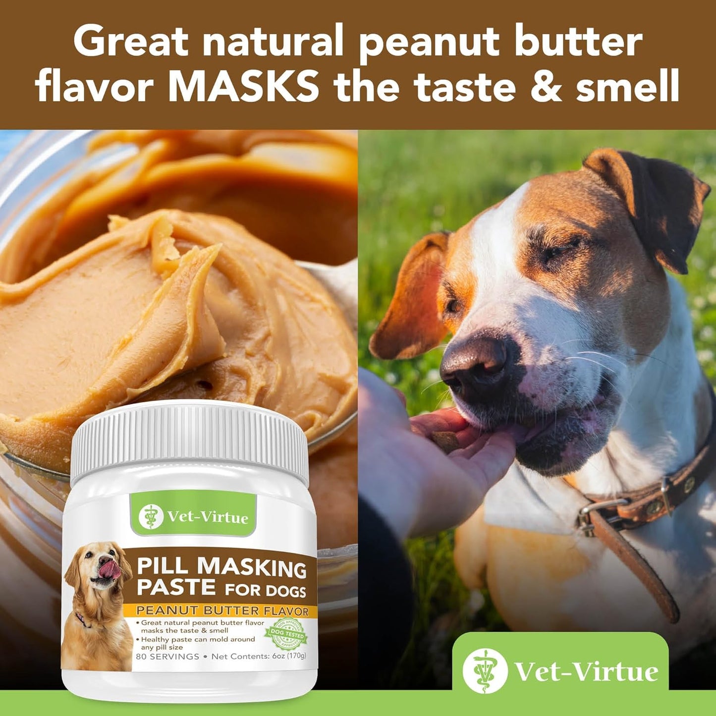 Peanut Butter Pill Masking Paste for Dogs - Natural Ingredients, Perfect Pet Medicine Treats to Hide Pills & Capsules, Packed with Flavor