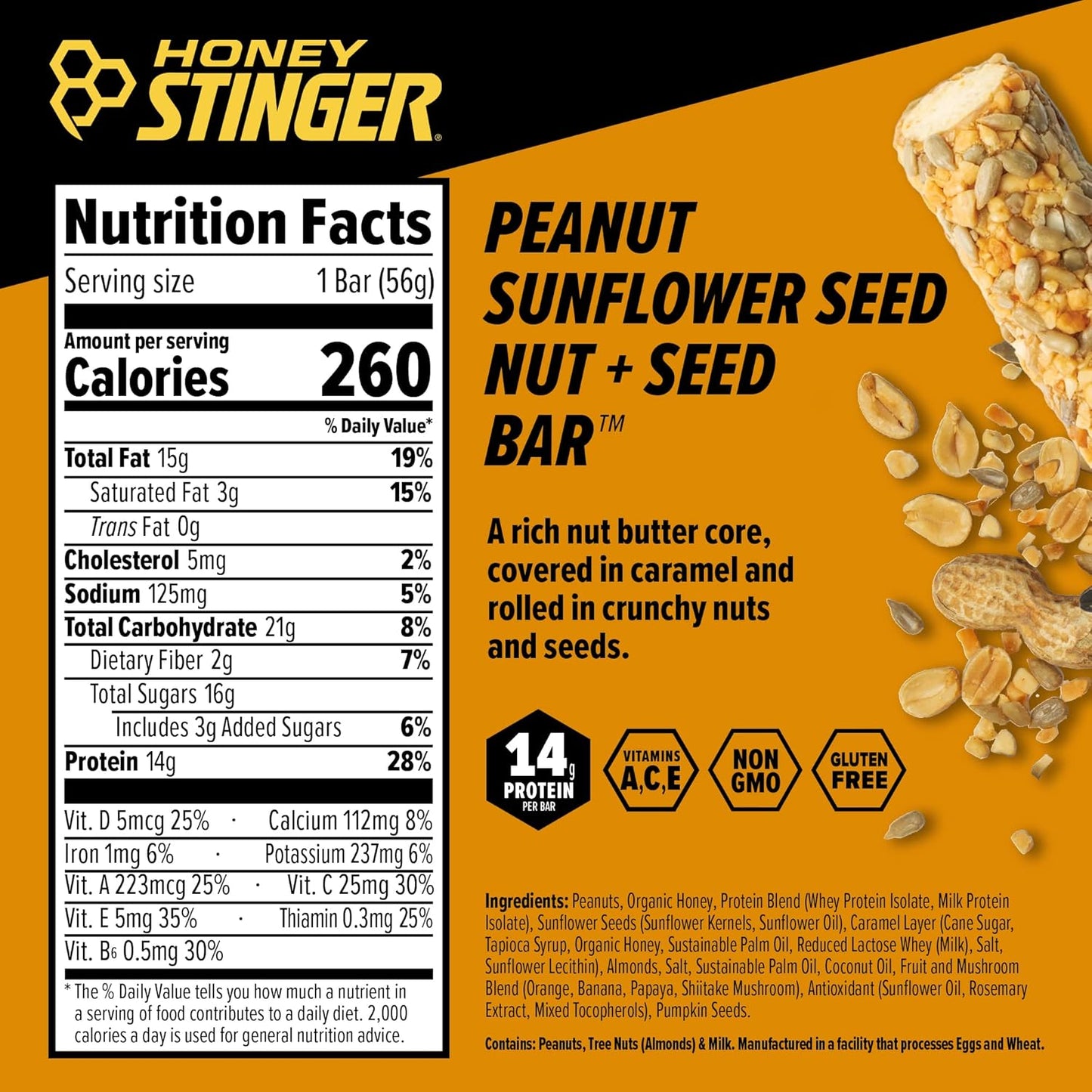 Peanut Sunflower Seed Protein Bar Box of 12 | Sports Nutrition Snack Bar for Exercise & Recovery | Nut + Seed Bar for Endurance & Performance - BoostGo Australia
