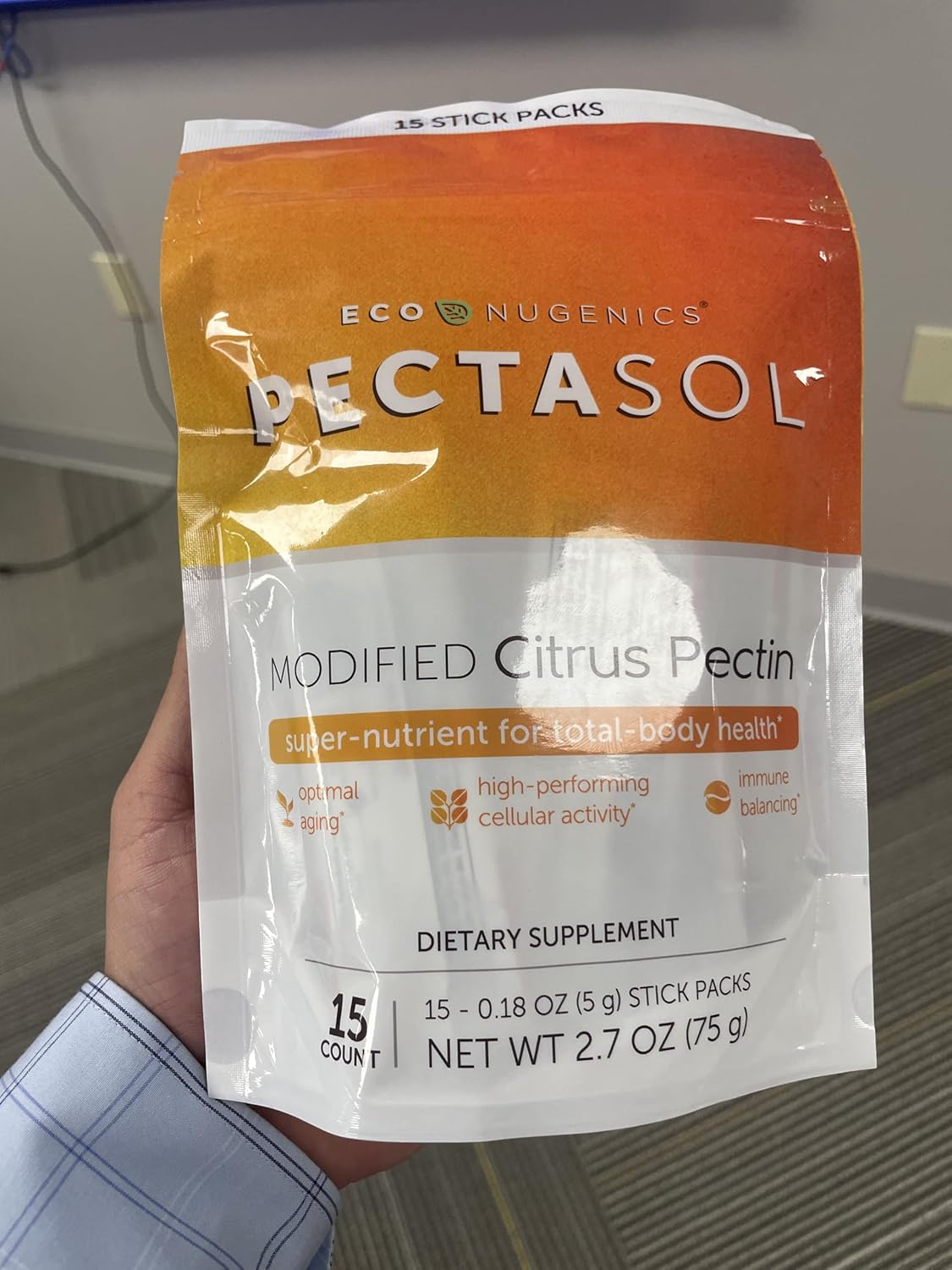 PectaSol Modified Citrus Pectin Stick Packs - 15 5g Packs for Heart, Immune System, Inflammation, Aging + Healthy Galectin-3 Levels