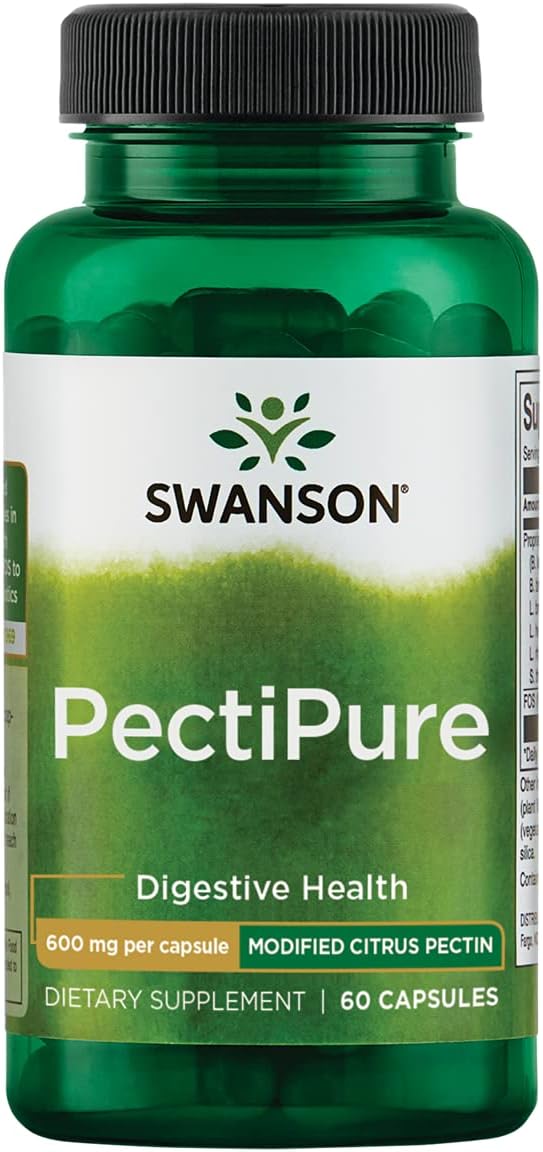 PectiPure Modified Citrus Pectin Capsules - 600mg, 60 Count - Supports Digestive and Cellular Health with 82% Galacturonic Acid - Natural Wellness Supplement