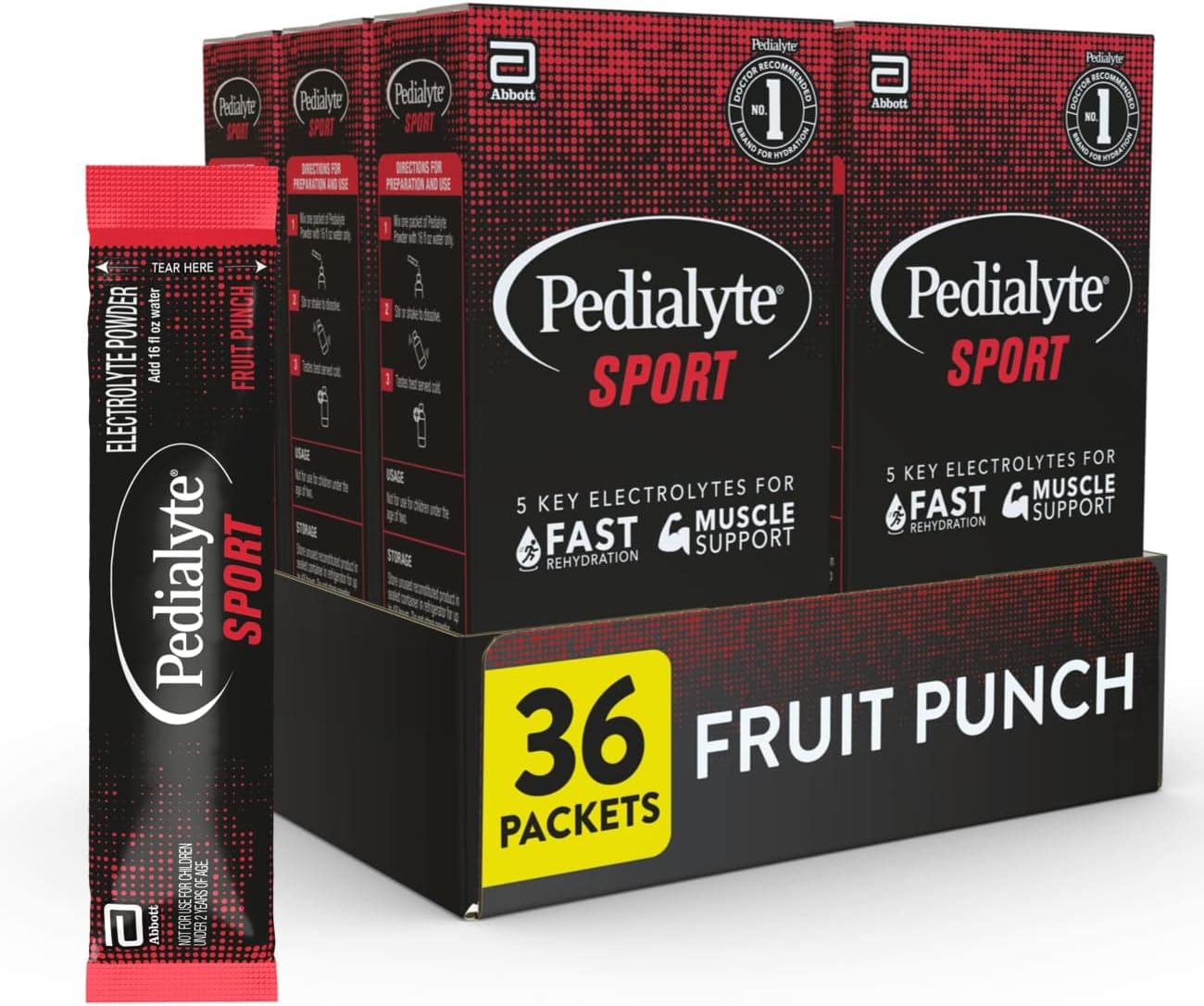 Pedialyte Sport Electrolyte Powder - Fruit Punch, 6 Count Pack for Fast Muscle Support and Hydration During Exercise - BoostGo Australia
