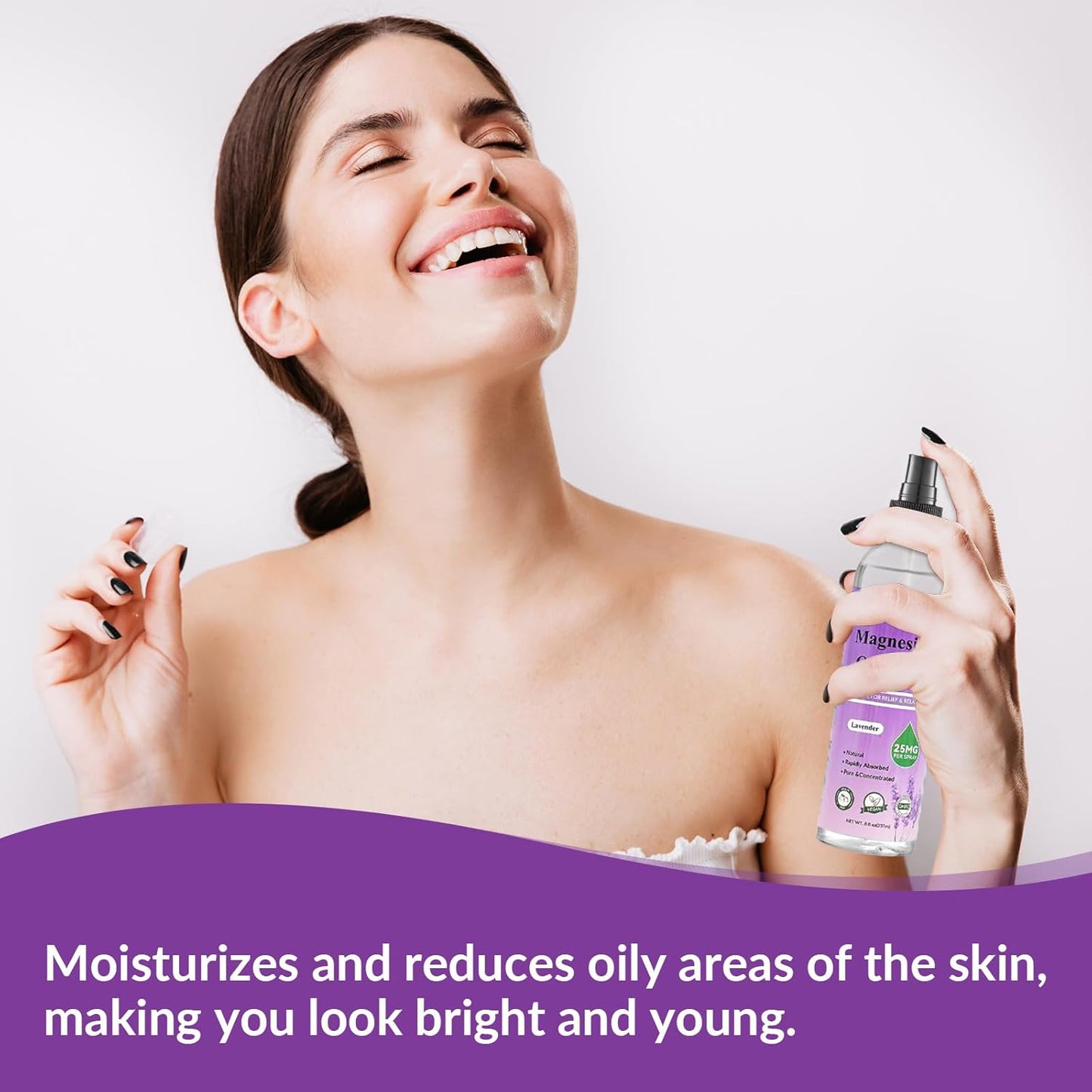 Peixty Lavender Magnesium Oil Spray, 8 fl oz - Less Itchy Topical Foot Magnesium Oil - 100% Pure Magnesium Chloride from Zechstein Seabed